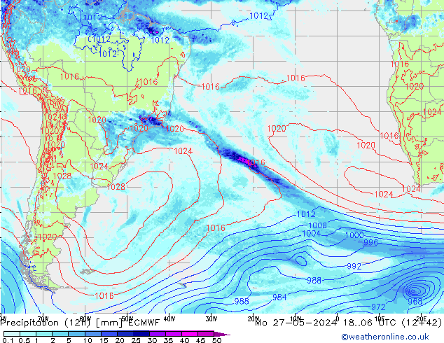 Precipitazione (12h) ECMWF lun 27.05.2024 06 UTC