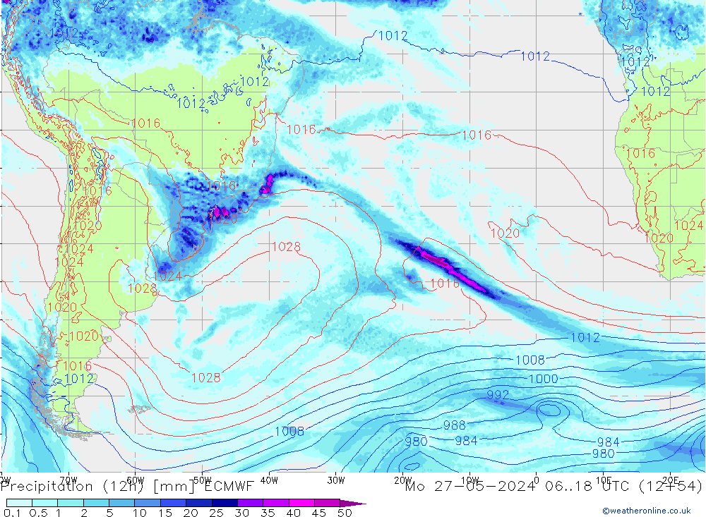 Precipitazione (12h) ECMWF lun 27.05.2024 18 UTC