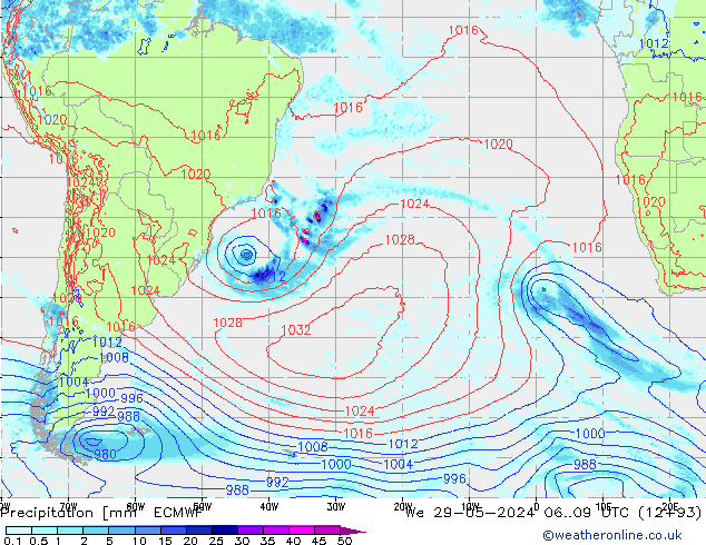 opad ECMWF śro. 29.05.2024 09 UTC