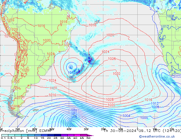 Niederschlag ECMWF Do 30.05.2024 12 UTC