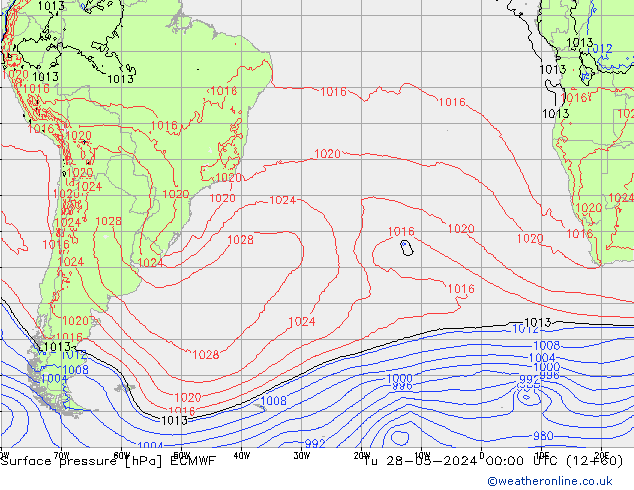 Luchtdruk (Grond) ECMWF di 28.05.2024 00 UTC