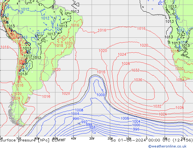 ciśnienie ECMWF so. 01.06.2024 00 UTC