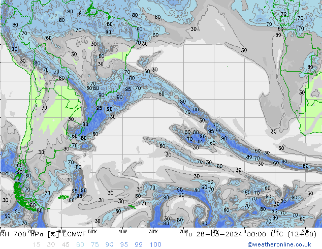 RH 700 hPa ECMWF Tu 28.05.2024 00 UTC