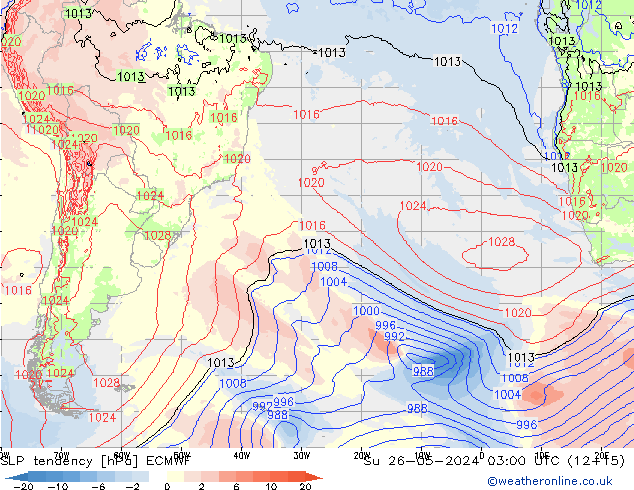 SLP tendency ECMWF Dom 26.05.2024 03 UTC