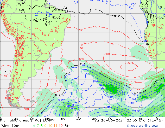 High wind areas ECMWF Su 26.05.2024 03 UTC