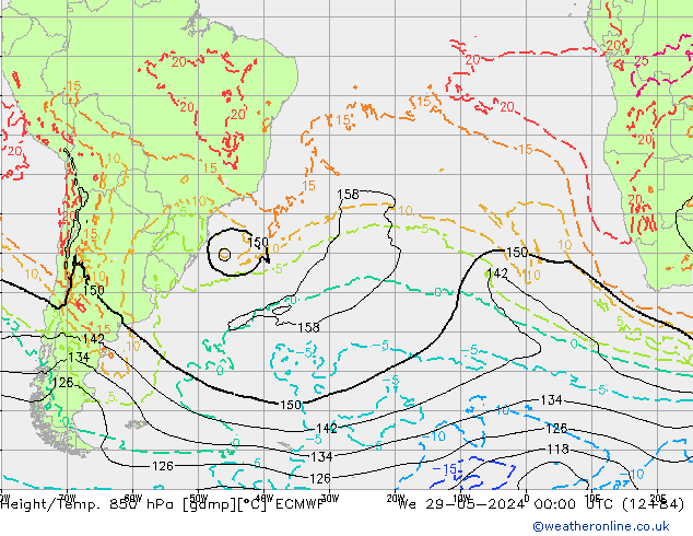 Hoogte/Temp. 850 hPa ECMWF wo 29.05.2024 00 UTC