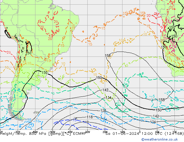 Z500/Rain (+SLP)/Z850 ECMWF so. 01.06.2024 12 UTC