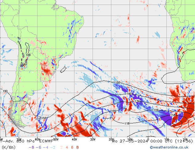 T-Adv. 850 hPa ECMWF Seg 27.05.2024 00 UTC
