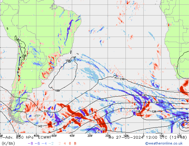 T-Adv. 850 hPa ECMWF Mo 27.05.2024 12 UTC