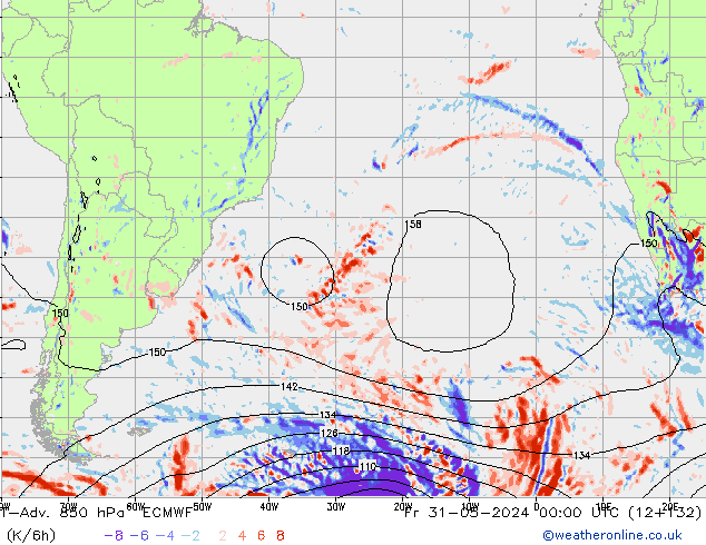 T-Adv. 850 hPa ECMWF vie 31.05.2024 00 UTC