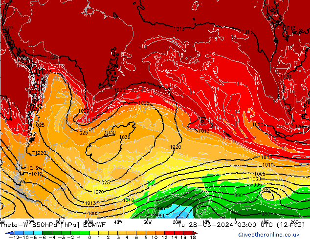 Theta-W 850hPa ECMWF mar 28.05.2024 03 UTC