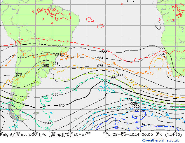 Z500/Rain (+SLP)/Z850 ECMWF Tu 28.05.2024 00 UTC