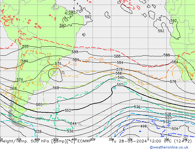 Height/Temp. 500 гПа ECMWF вт 28.05.2024 12 UTC