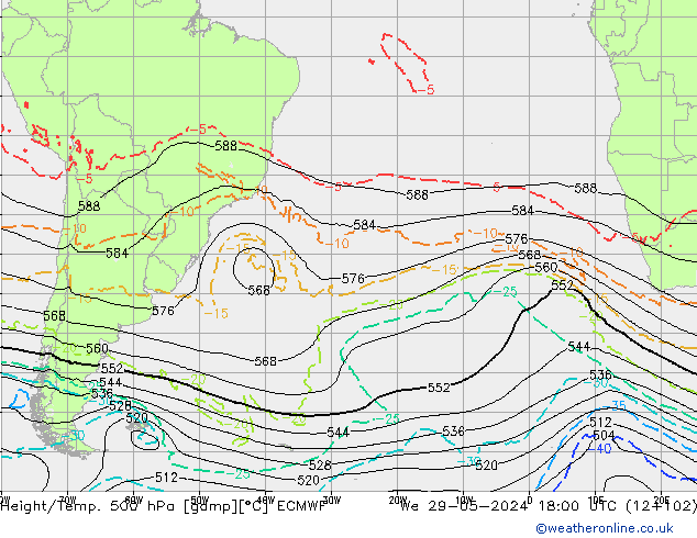 Z500/Regen(+SLP)/Z850 ECMWF wo 29.05.2024 18 UTC