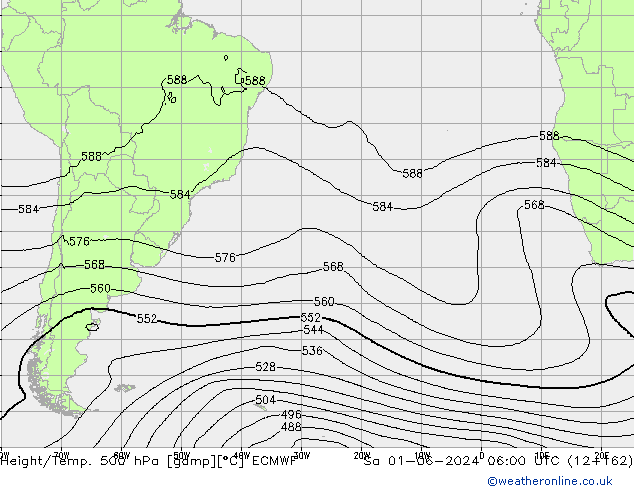 Z500/Rain (+SLP)/Z850 ECMWF sab 01.06.2024 06 UTC