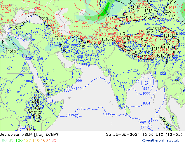 高速氣流/地面气压 ECMWF 星期六 25.05.2024 15 UTC