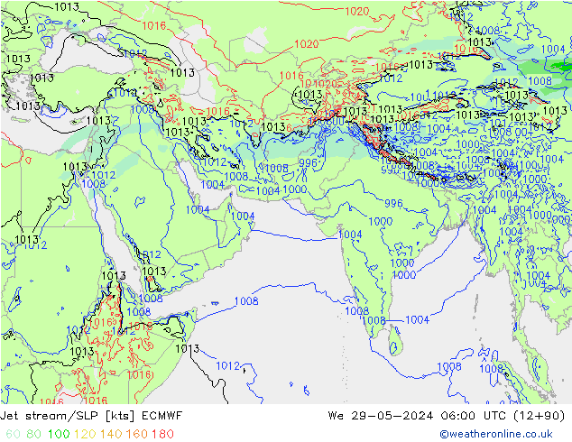 Corrente a getto ECMWF mer 29.05.2024 06 UTC