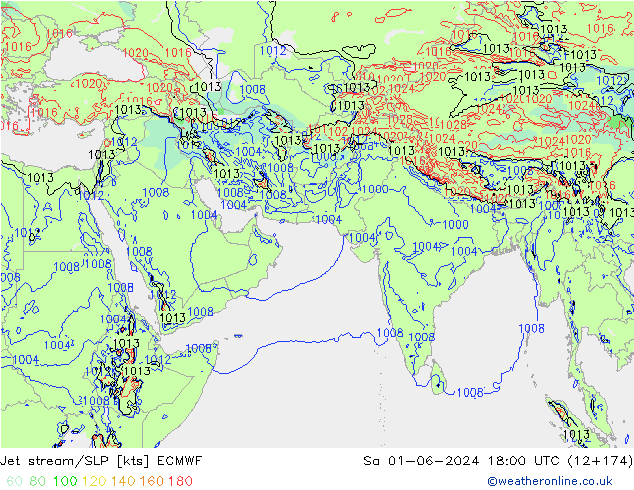 джет/приземное давление ECMWF сб 01.06.2024 18 UTC