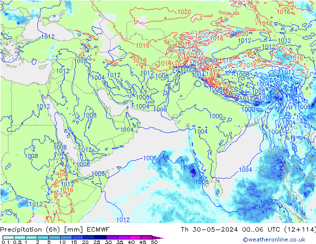 Z500/Rain (+SLP)/Z850 ECMWF gio 30.05.2024 06 UTC