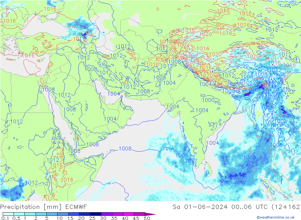 Precipitation ECMWF Sa 01.06.2024 06 UTC