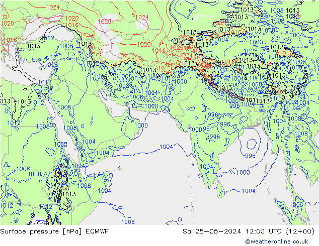 地面气压 ECMWF 星期六 25.05.2024 12 UTC