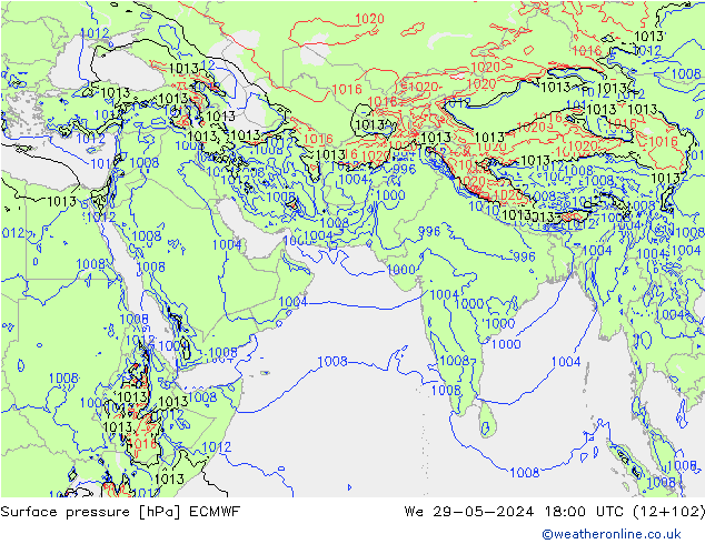 Yer basıncı ECMWF Çar 29.05.2024 18 UTC
