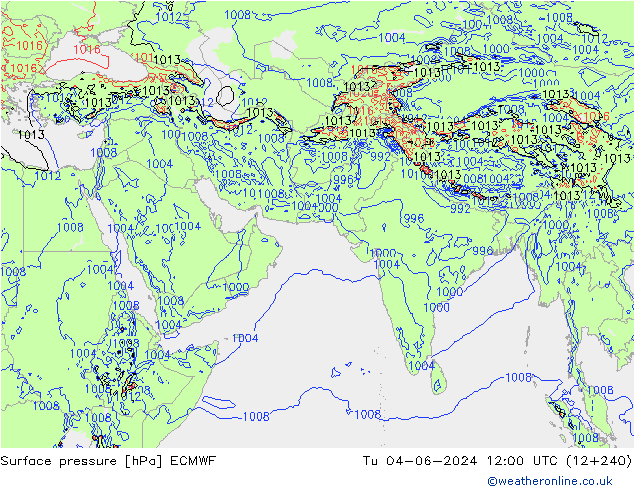 Luchtdruk (Grond) ECMWF di 04.06.2024 12 UTC