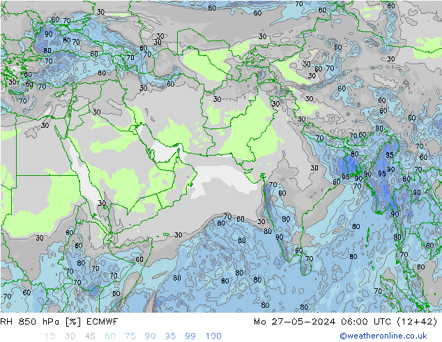 RH 850 hPa ECMWF Mo 27.05.2024 06 UTC