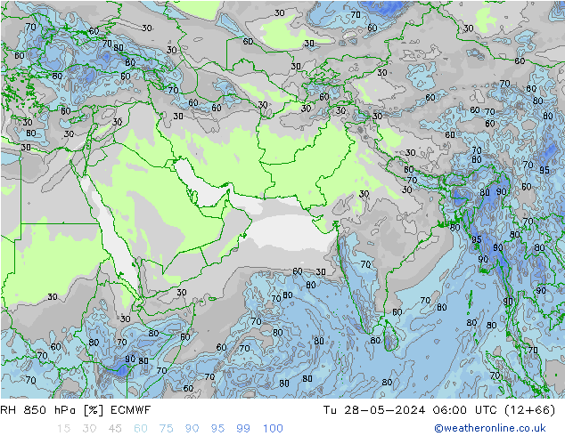 RH 850 hPa ECMWF Tu 28.05.2024 06 UTC