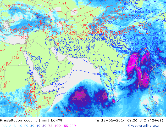 Precipitation accum. ECMWF Tu 28.05.2024 09 UTC