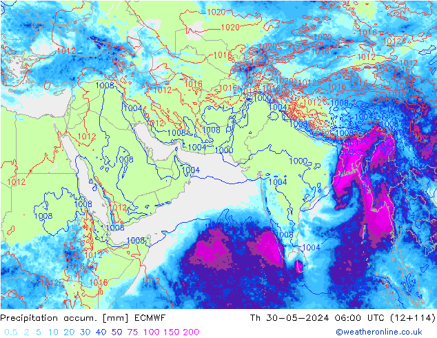 Precipitation accum. ECMWF чт 30.05.2024 06 UTC