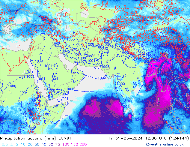 Précipitation accum. ECMWF ven 31.05.2024 12 UTC