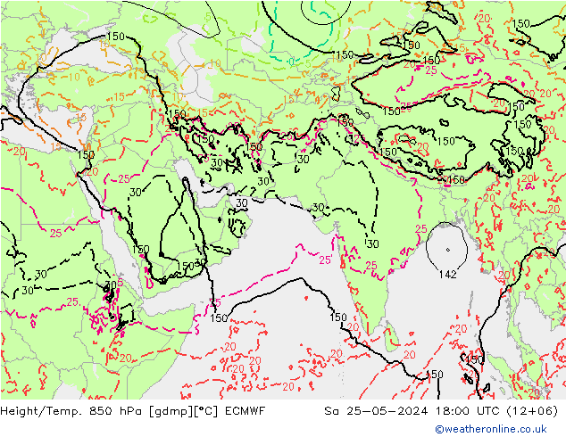 Z500/Rain (+SLP)/Z850 ECMWF 星期六 25.05.2024 18 UTC