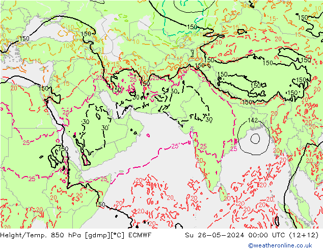 Height/Temp. 850 hPa ECMWF nie. 26.05.2024 00 UTC