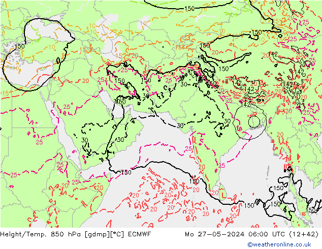 Z500/Rain (+SLP)/Z850 ECMWF Mo 27.05.2024 06 UTC