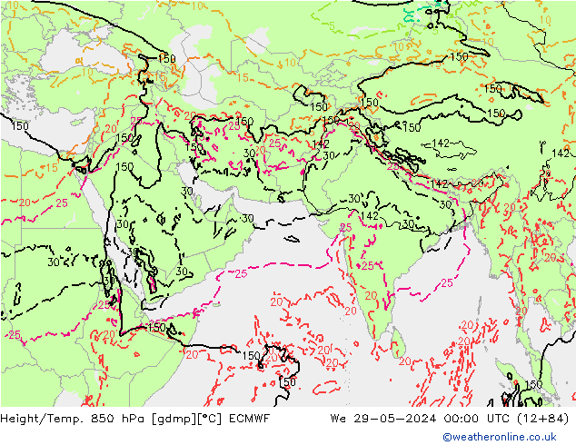 Yükseklik/Sıc. 850 hPa ECMWF Çar 29.05.2024 00 UTC