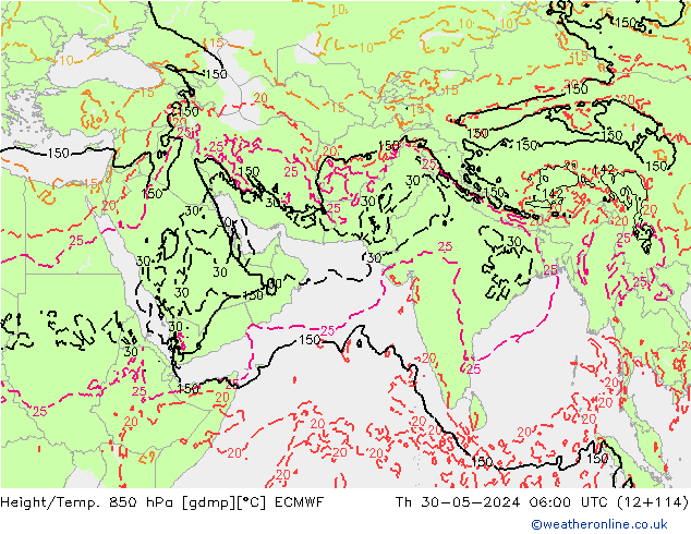 Z500/Rain (+SLP)/Z850 ECMWF gio 30.05.2024 06 UTC