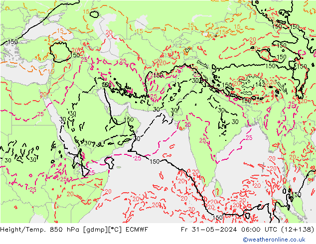 Height/Temp. 850 hPa ECMWF  31.05.2024 06 UTC