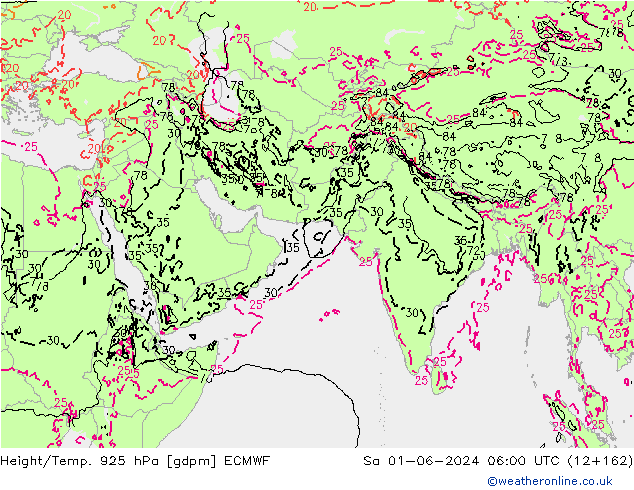 Height/Temp. 925 hPa ECMWF So 01.06.2024 06 UTC