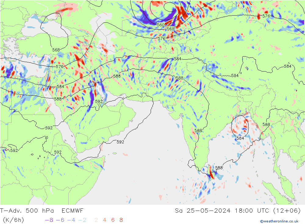 T-Adv. 500 hPa ECMWF Sa 25.05.2024 18 UTC