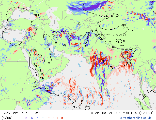 T-Adv. 850 hPa ECMWF Út 28.05.2024 00 UTC