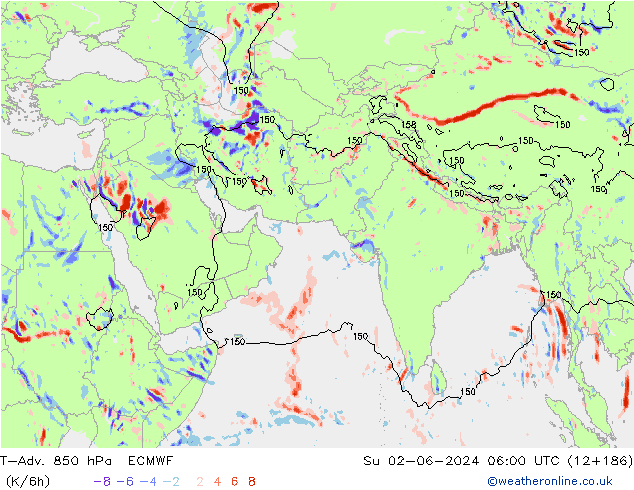 T-Adv. 850 hPa ECMWF Paz 02.06.2024 06 UTC