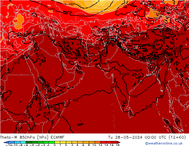 Theta-W 850hPa ECMWF wto. 28.05.2024 00 UTC