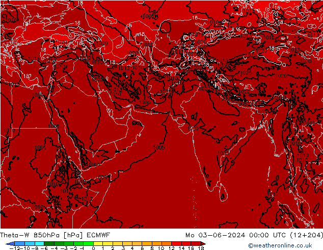 Theta-W 850hPa ECMWF lun 03.06.2024 00 UTC