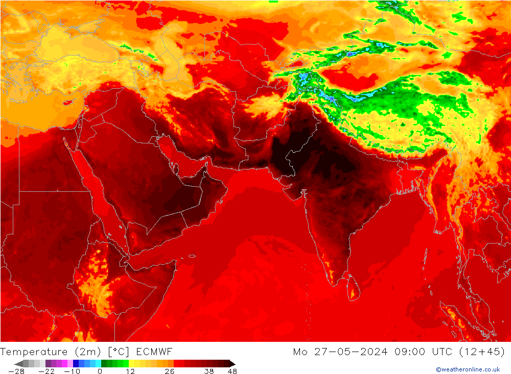 température (2m) ECMWF lun 27.05.2024 09 UTC
