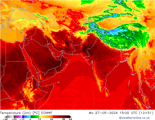 Temperature (2m) ECMWF Po 27.05.2024 15 UTC