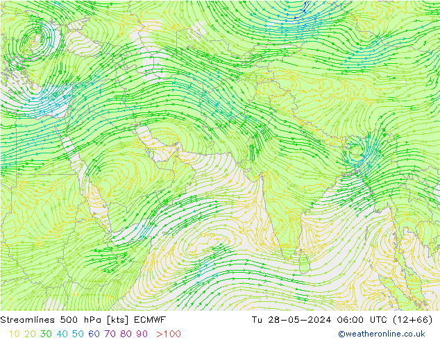 Ligne de courant 500 hPa ECMWF mar 28.05.2024 06 UTC