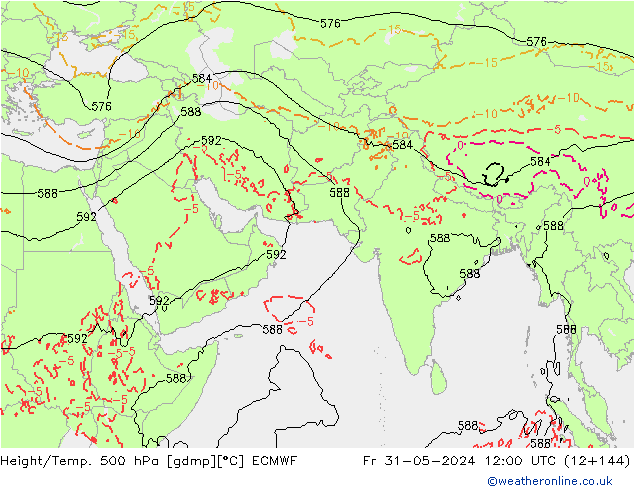 Height/Temp. 500 hPa ECMWF Sex 31.05.2024 12 UTC