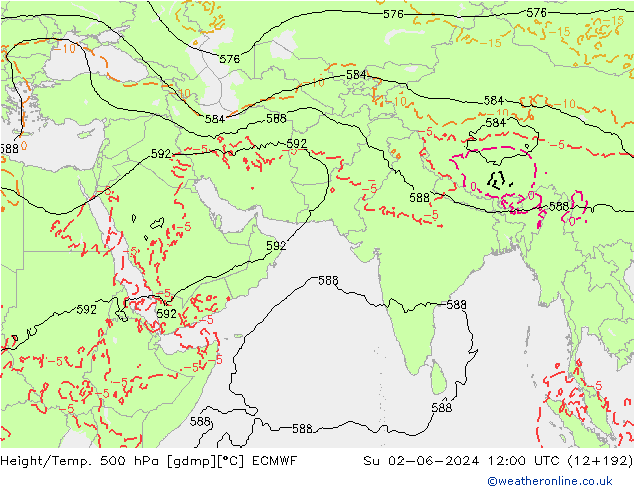 Z500/Rain (+SLP)/Z850 ECMWF  02.06.2024 12 UTC