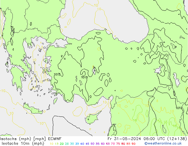Izotacha (mph) ECMWF pt. 31.05.2024 06 UTC